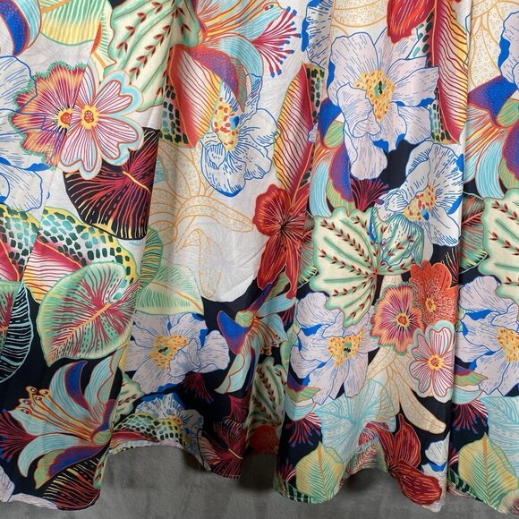 Rachel Zoe Full Maxi Skirt L Colorful Maximalism Resort Floral Tropical Print - Picture 5 of 12